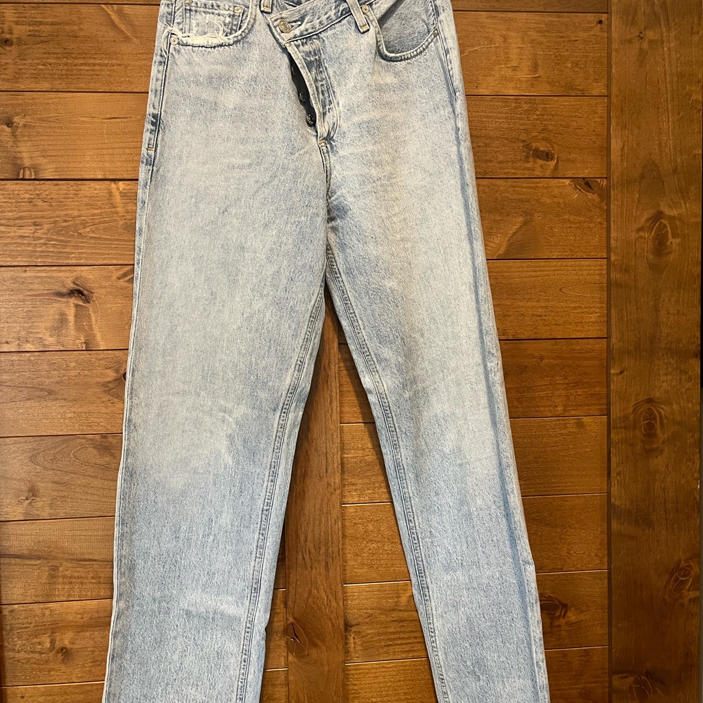 Agolde Crisscross Uprized Faded Blue Straight Jeans Size 24